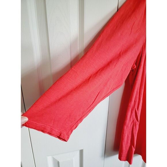 Chico's 3 Orange Cotton Blend V-Neck Short Sleeve T-Shirt XL‎ Chest Pckt - Picture 4 of 8